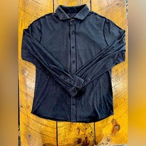 Lululemon Mens Size L? Gray Long Sleeve Button Down Shirt Soft EUC Measurements